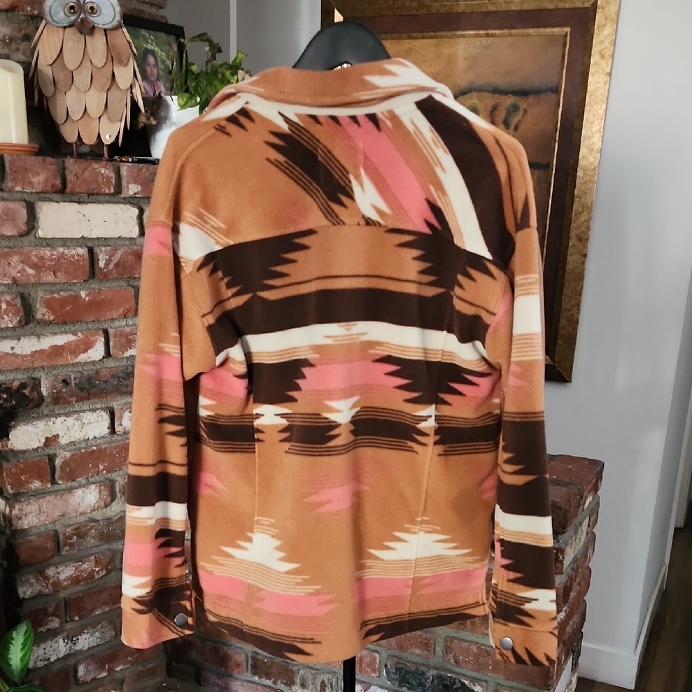 Thread & Supply Tan Brown Pink Aztec Western Jacket Shacket - Picture 5 of 10